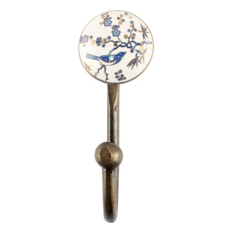 Blue Bird Golden Berry Ceramic Iron Wall Hook